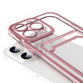 For iPhone 15 Plus Electroplating Frame Card Slot Phone Case(Pink)