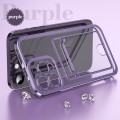 For iPhone 15 Plus Electroplating Frame Card Slot Phone Case(Purple)