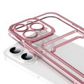 For iPhone 15 Pro Electroplating Frame Card Slot Phone Case(Pink)