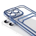 For iPhone 15 Pro Max Electroplating Frame Card Slot Phone Case(Blue)