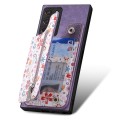 For Samsung Galaxy Note20 Retro Painted Zipper Wallet Back Phone Case(Purple)