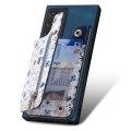 For Samsung Galaxy Note20 Retro Painted Zipper Wallet Back Phone Case(Blue)