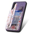 For Samsung Galaxy A12 5G Retro Painted Zipper Wallet Back Phone Case(Purple)