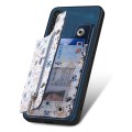 For Samsung Galaxy M14 Retro Painted Zipper Wallet Back Phone Case(Blue)