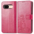 For Google Pixel 8a Four-leaf Clasp Embossed Leather Phone Case(Red)