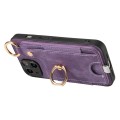For iPhone X / XS Retro Skin-feel Ring Card Bag Phone Case with Hang Loop(Purple)