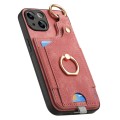 For iPhone X / XS Retro Skin-feel Ring Card Bag Phone Case with Hang Loop(Pink)