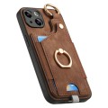 For iPhone 14 Plus Retro Skin-feel Ring Card Bag Phone Case with Hang Loop(Brown)