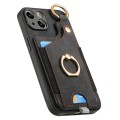 For iPhone 14 Plus Retro Skin-feel Ring Card Bag Phone Case with Hang Loop(Black)