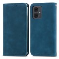For Motorola Moto G14 Retro Skin Feel Magnetic Flip Leather Phone Case(Blue)