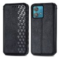 For Motorola Edge 40 Neo Cubic Grid Pressed Magnetic Leather Phone Case(Black)