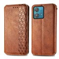 For Motorola Edge 40 Neo Cubic Grid Pressed Magnetic Leather Phone Case(Brown)