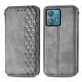 For Motorola Edge 40 Neo Cubic Grid Pressed Magnetic Leather Phone Case(Grey)