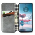 For Motorola Edge 40 Neo Cubic Grid Pressed Magnetic Leather Phone Case(Grey)