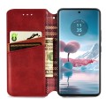 For Motorola Edge 40 Neo Cubic Grid Pressed Magnetic Leather Phone Case(Red)