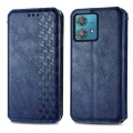 For Motorola Edge 40 Neo Cubic Grid Pressed Magnetic Leather Phone Case(Blue)