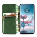 For Motorola Edge 40 Neo Cubic Grid Pressed Magnetic Leather Phone Case(Green)