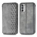 For Motorola Moto G52 Cubic Grid Pressed Magnetic Leather Phone Case(Grey)