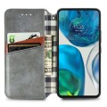 For Motorola Moto G52 Cubic Grid Pressed Magnetic Leather Phone Case(Grey)