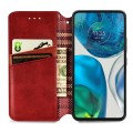 For Motorola Moto G52 Cubic Grid Pressed Magnetic Leather Phone Case(Red)