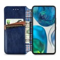 For Motorola Moto G52 Cubic Grid Pressed Magnetic Leather Phone Case(Blue)