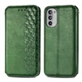 For Motorola Moto G52 Cubic Grid Pressed Magnetic Leather Phone Case(Green)