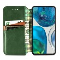 For Motorola Moto G52 Cubic Grid Pressed Magnetic Leather Phone Case(Green)