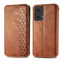 For Motorola  Moto G24 Cubic Grid Pressed Magnetic Leather Phone Case(Brown)