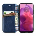 For Motorola  Moto G24 Cubic Grid Pressed Magnetic Leather Phone Case(Blue)