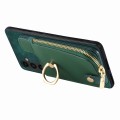 For Samsung Galaxy M53 5G Cross Leather Ring Vertical Zipper Wallet Back Phone Case(Green)