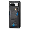 For Google Pixel 8 Carbon Fiber Wallet Flip Card K-shaped Holder Phone Case(Black)