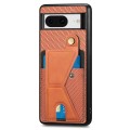 For Google Pixel 8 Carbon Fiber Wallet Flip Card K-shaped Holder Phone Case(Brown)