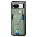 For Google Pixel 8 Carbon Fiber Wallet Flip Card K-shaped Holder Phone Case(Green)