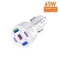 TE-P50 65W PD30W Type-C x 2 + USB x 3 Multi Port Car Charger(White)