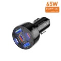 TE-P50 65W PD30W Type-C x 2 + USB x 3 Multi Port Car Charger with 1m Type-C to Type-C Data Cable(Bla