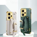 For Xiaomi Redmi Note 13 Pro+ Electroplated Wrist Strap Crocodile Leather Back Phone Case(Green)