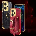For Xiaomi Redmi Note 13 Pro+ Electroplated Wrist Strap Crocodile Leather Back Phone Case(Red)
