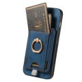 For iPhone XR Retro Splitable Magnetic Card Bag Leather Phone Case(Blue)