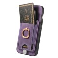 For iPhone 11 Retro Splitable Magnetic Card Bag Leather Phone Case(Purple)