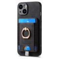 For iPhone 14 Pro Retro Splitable Magnetic Card Bag Leather Phone Case(Black)
