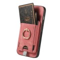 For iPhone 14 Plus Retro Splitable Magnetic Card Bag Leather Phone Case(Pink)