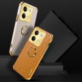 For Xiaomi Redmi Note 13 6D Electroplating Crocodile Texture Leather Back Phone Case with Holder(Bla