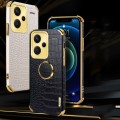 For Xiaomi Redmi Note 13 Pro+ 6D Electroplating Crocodile Texture Leather Back Phone Case with Holde
