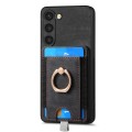 For Samsung Galaxy S21 5G Retro Splitable Magnetic Card Bag Leather Phone Case(Black)