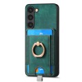 For Samsung Galaxy S21 5G Retro Splitable Magnetic Card Bag Leather Phone Case(Green)