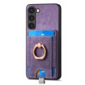 For Samsung Galaxy S21 5G Retro Splitable Magnetic Card Bag Leather Phone Case(Purple)