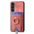 For Samsung Galaxy S21+ 5G Retro Splitable Magnetic Card Bag Leather Phone Case(Pink)