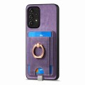 For Samsung Galaxy A22 4G Retro Splitable Magnetic Card Bag Leather Phone Case(Purple)