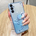 For Samsung Galaxy S24 5G Gradient Glitter Immortal Flower Ring All-inclusive Phone Case(Blue)