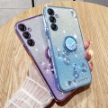 For Samsung Galaxy S24+ 5G Gradient Glitter Immortal Flower Ring All-inclusive Phone Case(Blue)